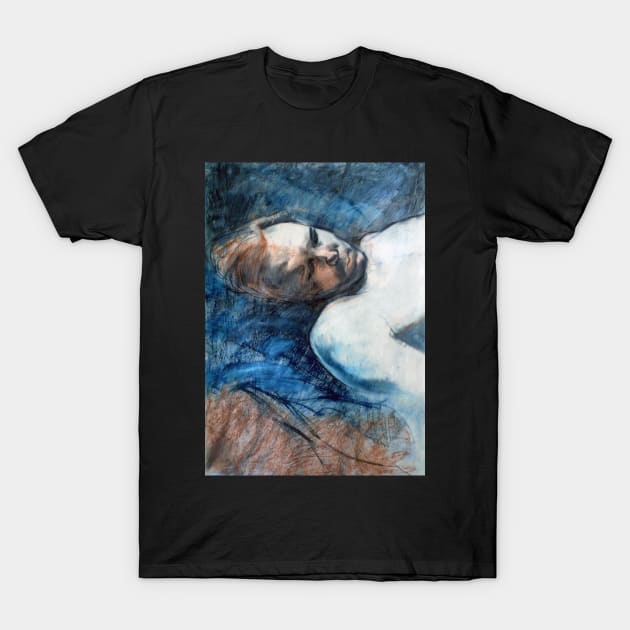 Travis sleeping : pastel and conte drawing T-Shirt by rozmcq